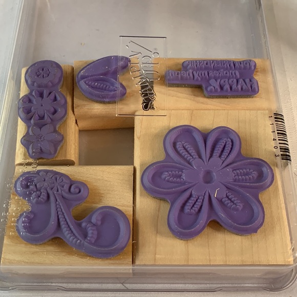 Stampin' Up FRIENDSHIP BLOOMS Mounted Wood Stamp Set RETIRED - Picture 2 of 3